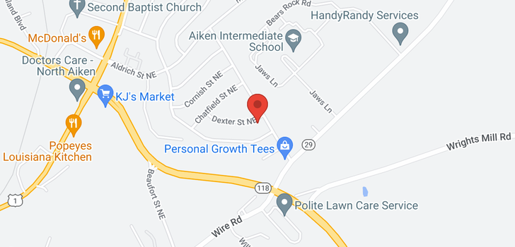 map of 981 Dexter Street NE, Aiken, SC 29801